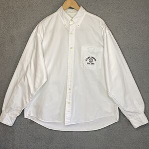VTG Ralph Lauren Sport Preppy Crest Button Down Shirt Mens L White 100% Cotton